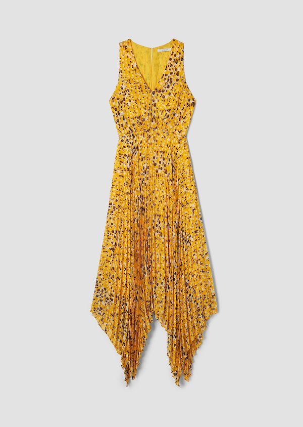 Sleeveless Abstract Dot Print V-Neck Dress with Pleated Skirt Sleeveless Abstract Dot Print V-Neck Dress with Pleated Skirt
