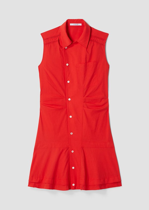 Sleeveless Ruffle Placket Shirtdress Sleeveless Ruffle Placket Shirtdress