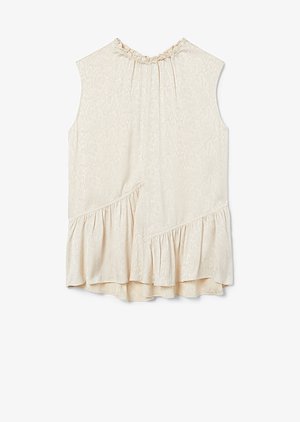Sleeveless Snake Satin Ruffle Hem Blouse Sleeveless Snake Satin Ruffle Hem Blouse