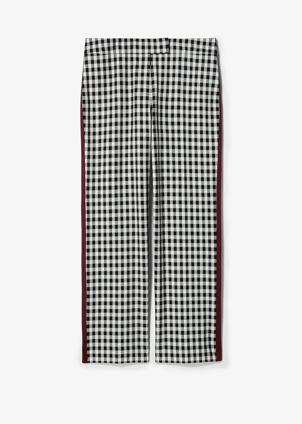 Straight Leg Gingham Trouser with Tuxedo Stripe