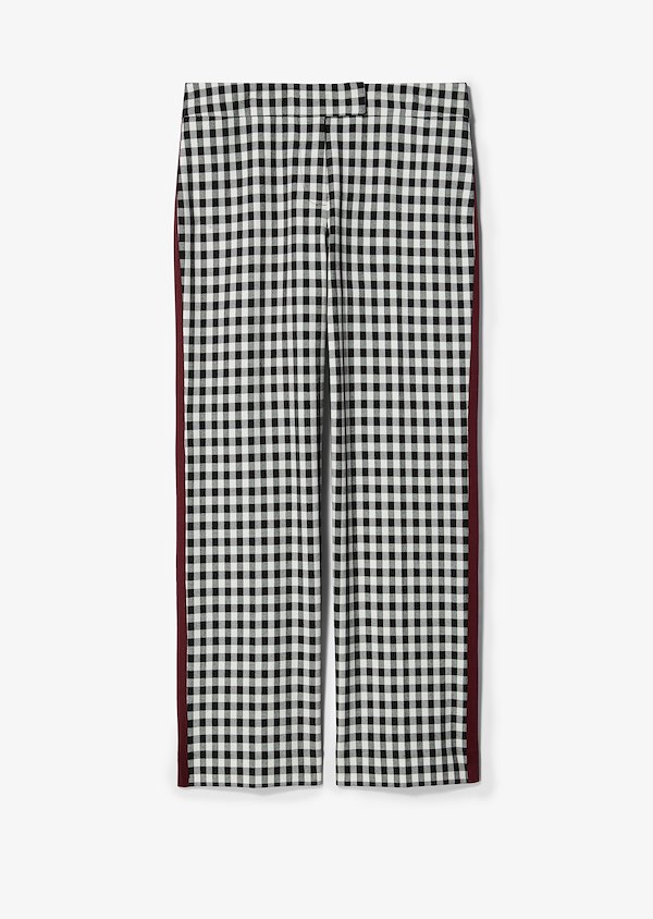 Straight Leg Gingham Trouser with Tuxedo Stripe Straight Leg Gingham Trouser with Tuxedo Stripe