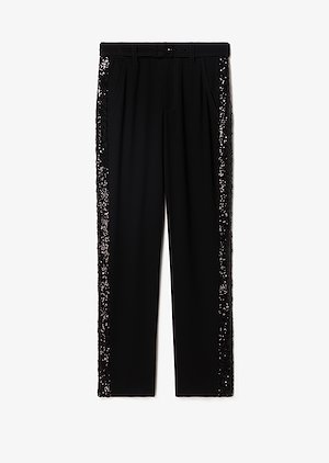 Straight Leg Trouser With Tonal Sequin Tuxedo Stripe Straight Leg Trouser With Tonal Sequin Tuxedo Stripe