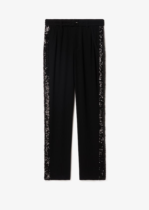 Straight Leg Trouser With Tonal Sequin Tuxedo Stripe Straight Leg Trouser With Tonal Sequin Tuxedo Stripe