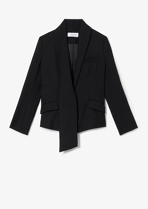 Telma Asymmetrical Essential Crepe Shawl Collar Blazer Telma Asymmetrical Essential Crepe Shawl Collar Blazer