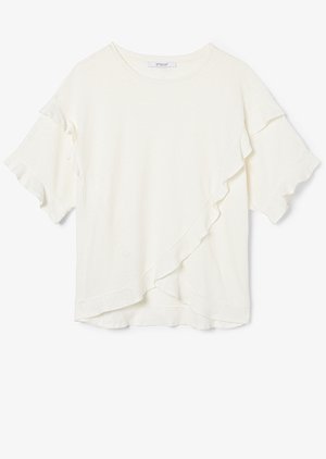Timothea Linen Cotton Ruffle Jersey Tee Timothea Linen Cotton Ruffle Jersey Tee