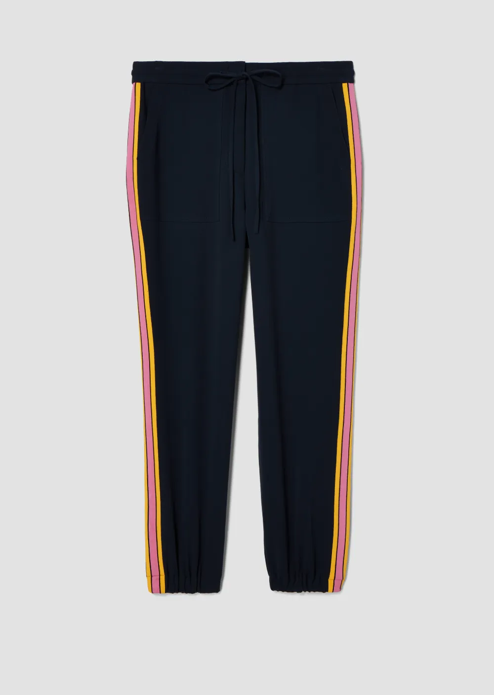 Tuxedo Stripe Drawstring Crepe Jogger