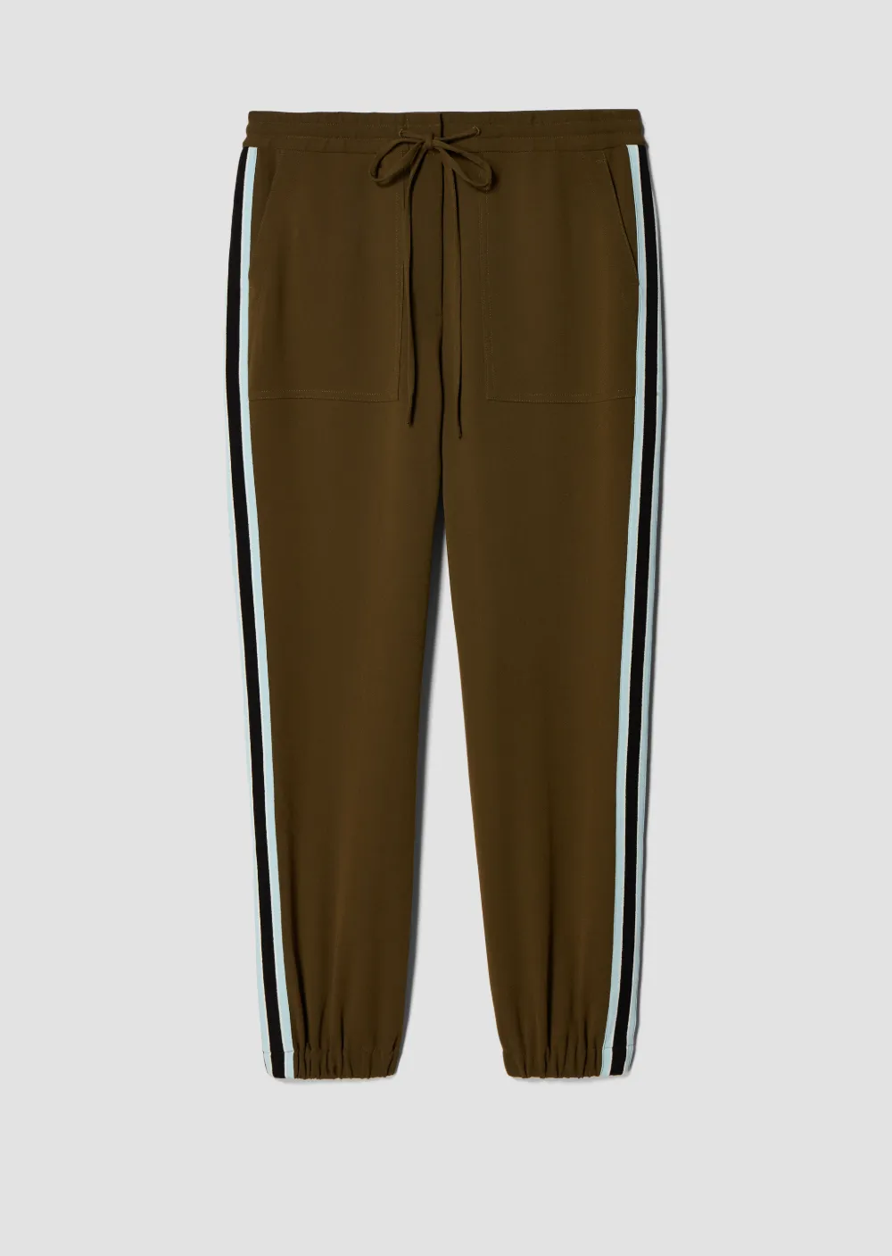 Tuxedo Stripe Drawstring Crepe Jogger
