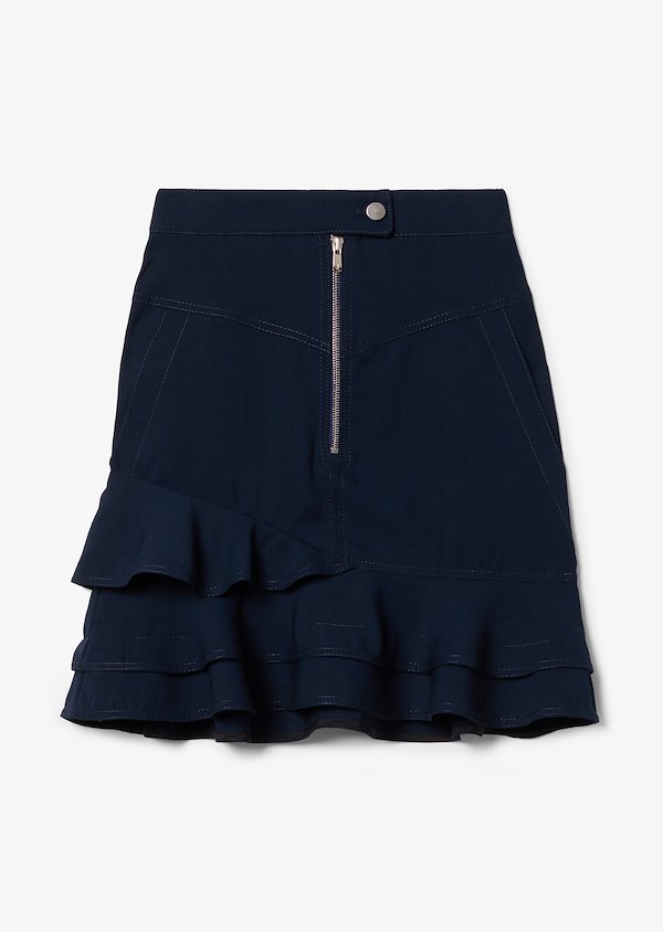 Washed Canvas Ruffle Hem Mini Skirt Washed Canvas Ruffle Hem Mini Skirt