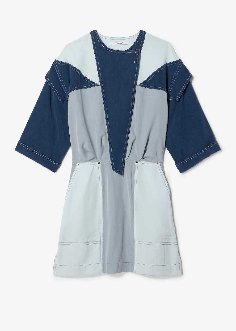 Washed Tencel Paneled Colorblock Dress
