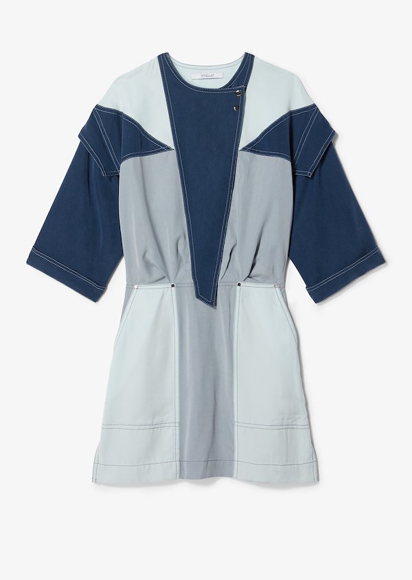 Washed Tencel Paneled Colorblock Dress Washed Tencel Paneled Colorblock Dress