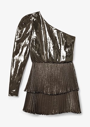 Yolie One Shoulder Silk Lame Dress Yolie One Shoulder Silk Lame Dress