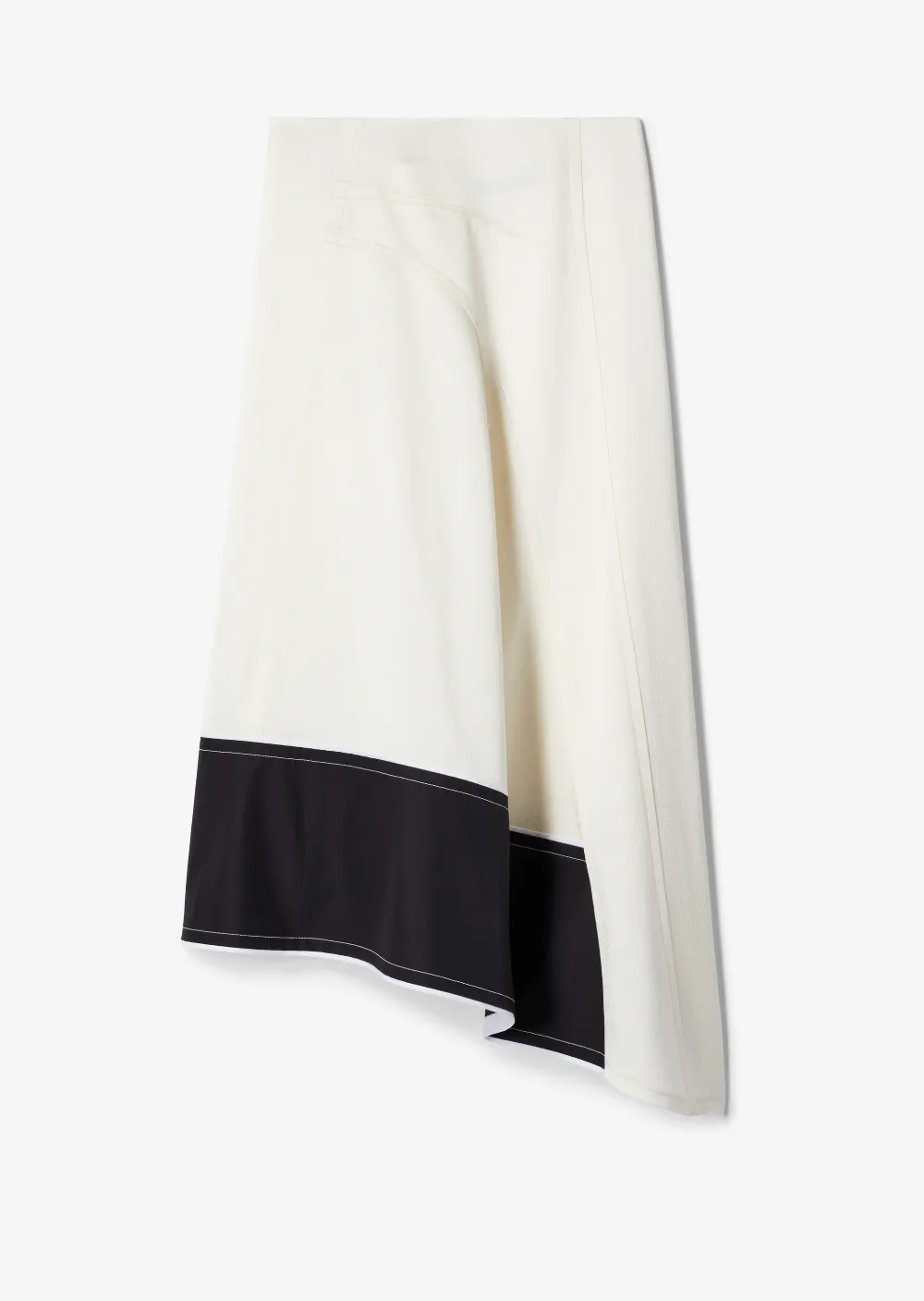 Asymmetric Pebble Crepe Satin Midi Skirt with Contrast Hem Detail