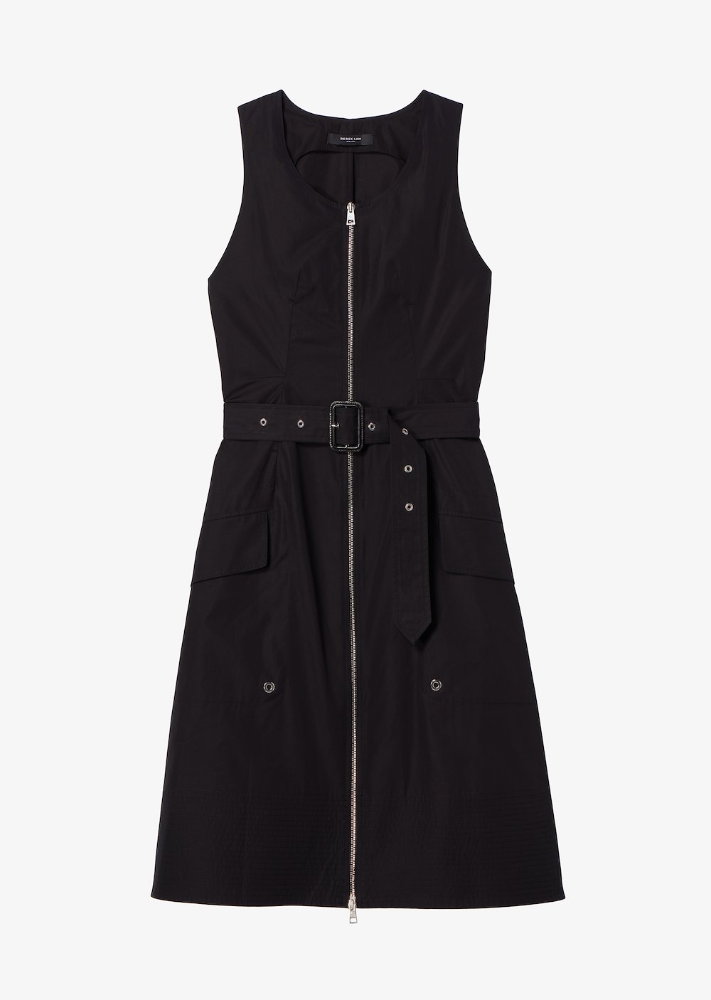 Belted Organic Cotton Tank Dress with Topstitch Detail