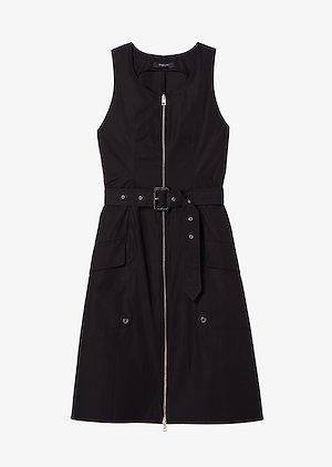 Belted Organic Cotton Tank Dress with Topstitch Detail Belted Organic Cotton Tank Dress with Topstitch Detail