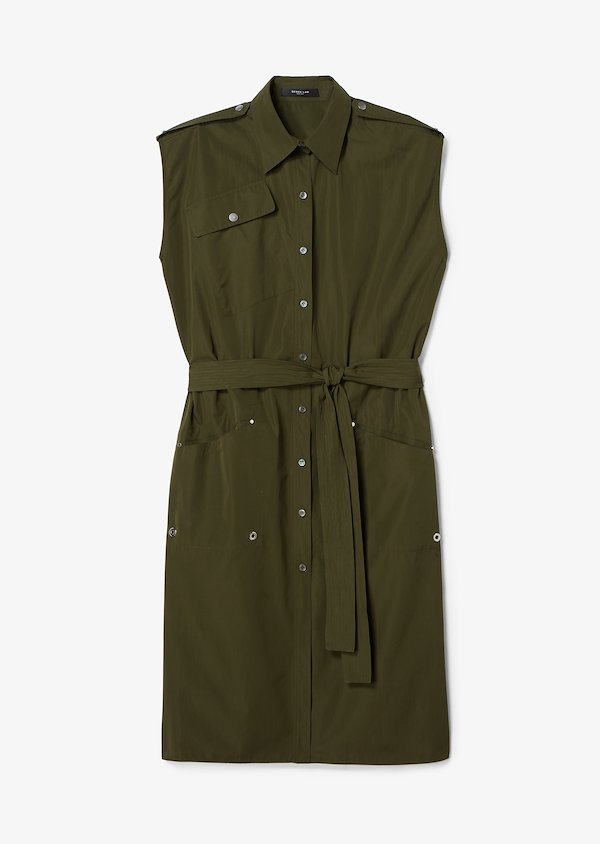 Belted Sleeveless Organic Cotton Button-Down Utility Shirt Dress Belted Sleeveless Organic Cotton Button-Down Utility Shirt Dress