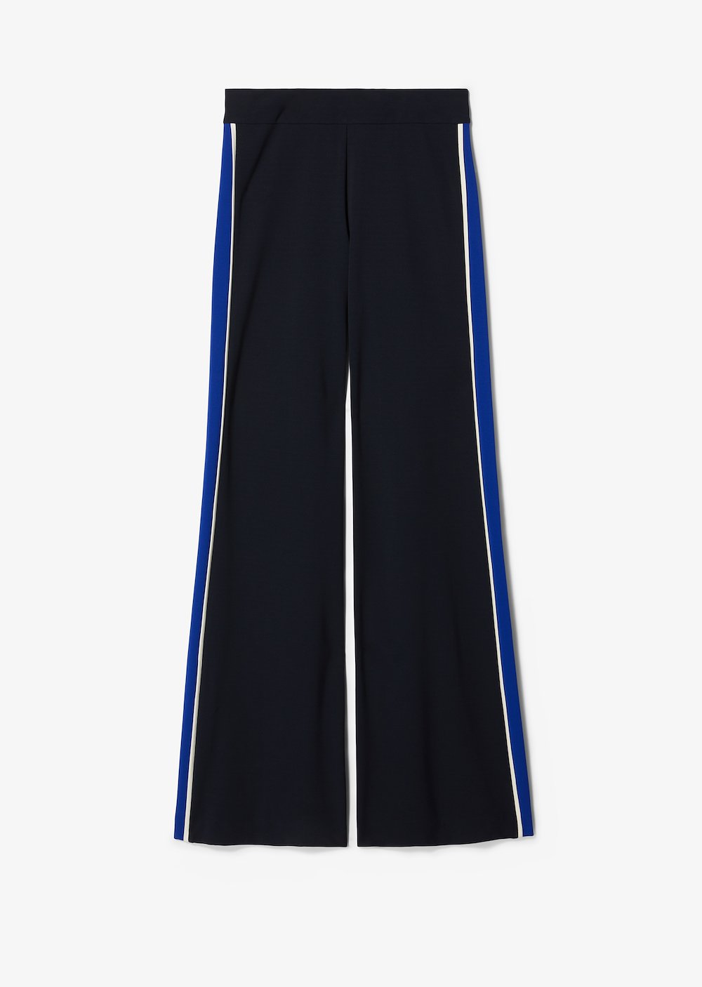 Charlee Wide Leg Crepe Jersey Trouser with Tuxedo Stripe