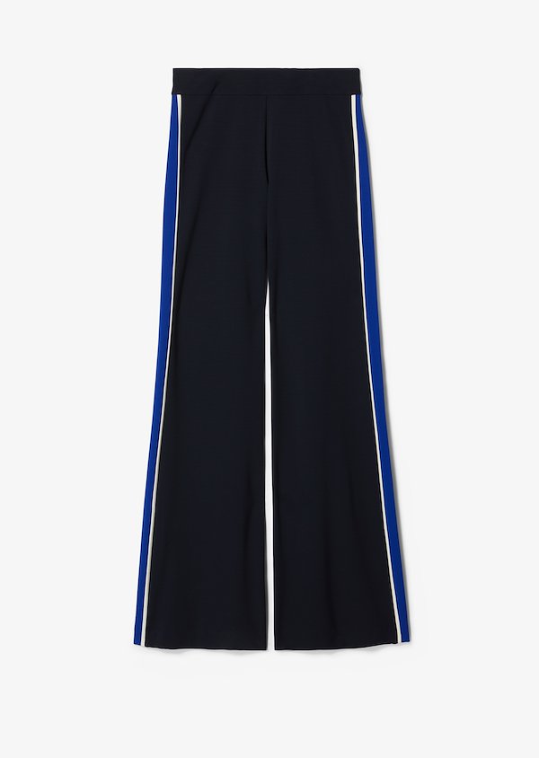 Charlee Wide Leg Crepe Jersey Trouser with Tuxedo Stripe Charlee Wide Leg Crepe Jersey Trouser with Tuxedo Stripe