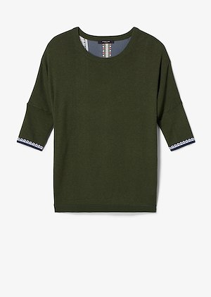 Crewneck Dolman Cashmere Sweater with Printed Silk Back Crewneck Dolman Cashmere Sweater with Printed Silk Back