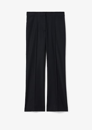 Cropped Flare Cotton Sateen Trouser with Pintuck Details Cropped Flare Cotton Sateen Trouser with Pintuck Details