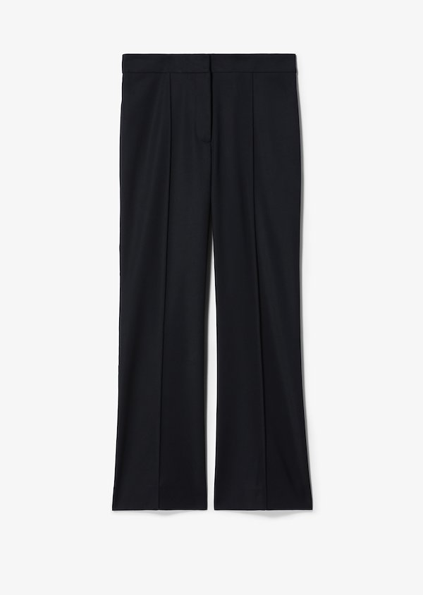 Cropped Flare Cotton Sateen Trouser with Pintuck Details Cropped Flare Cotton Sateen Trouser with Pintuck Details