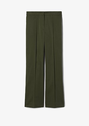 Cropped Flare Cotton Twill Jean Trouser with Pintuck Details Cropped Flare Cotton Twill Jean Trouser with Pintuck Details