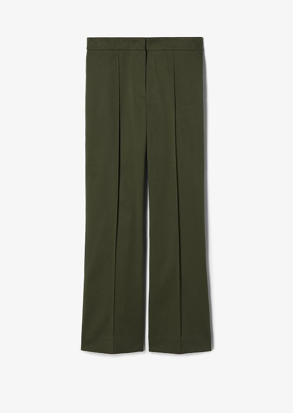 Cropped Flare Cotton Twill Jean Trouser with Pintuck Details Cropped Flare Cotton Twill Jean Trouser with Pintuck Details
