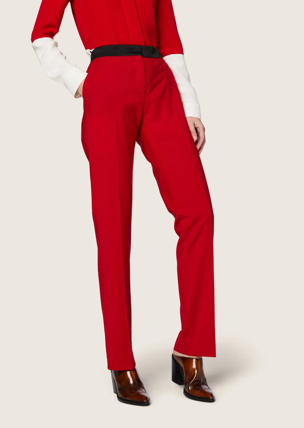 Drake Trouser with Contrast Satin Waistband