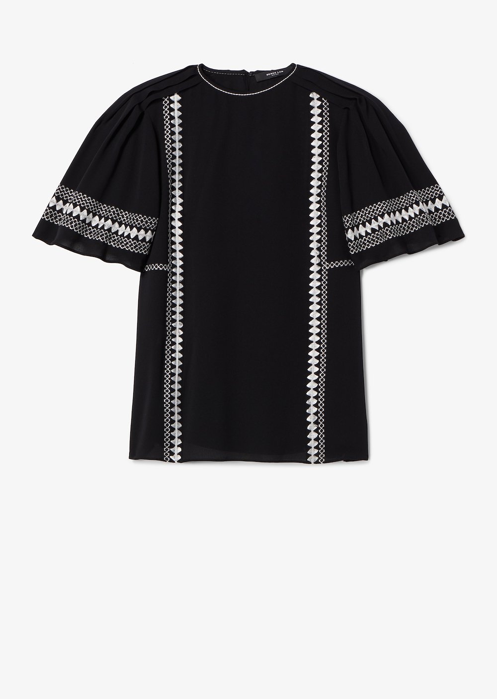 Embroidered Short Sleeve Georgette Blouse