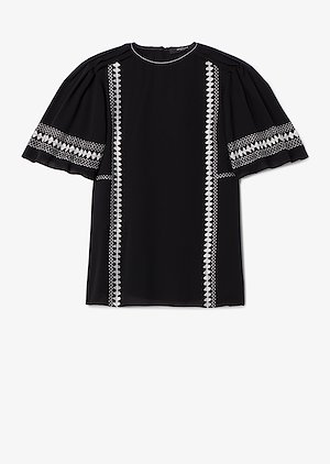 Embroidered Short Sleeve Georgette Blouse Embroidered Short Sleeve Georgette Blouse