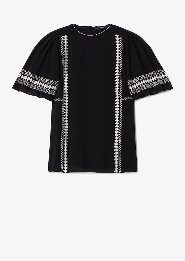 Embroidered Short Sleeve Georgette Blouse Embroidered Short Sleeve Georgette Blouse