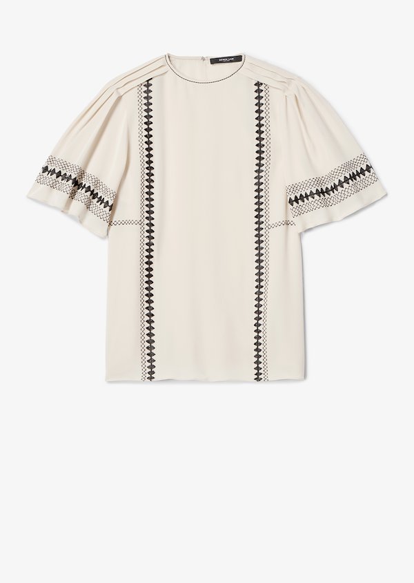 Embroidered Short Sleeve Georgette Blouse Embroidered Short Sleeve Georgette Blouse
