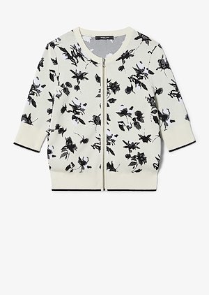 Floral Jacquard Knit Cardigan with Zipper Floral Jacquard Knit Cardigan with Zipper