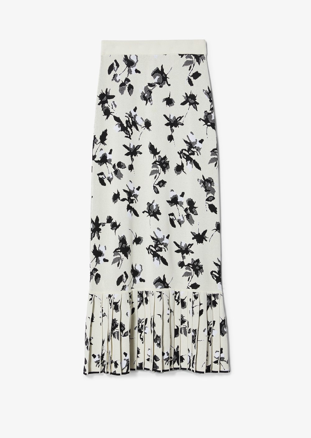 Floral Jacquard Knit Skirt with Pleated Hem