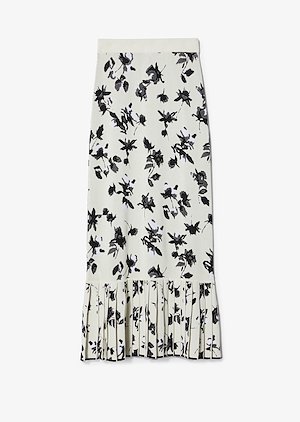 Floral Jacquard Knit Skirt with Pleated Hem Floral Jacquard Knit Skirt with Pleated Hem