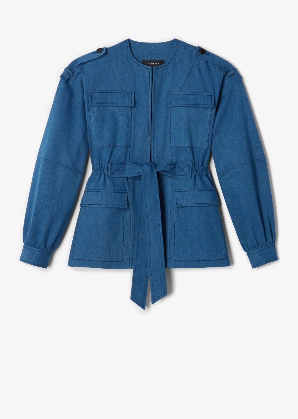 Lightweight Denim Belted Safari Jacket