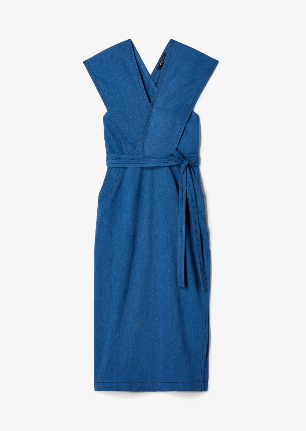 Lightweight Denim Sleeveless Wrap Dress