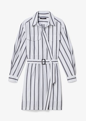 Long Sleeve Asymmetrical Bold Striped Placket Shirt Dress Long Sleeve Asymmetrical Bold Striped Placket Shirt Dress