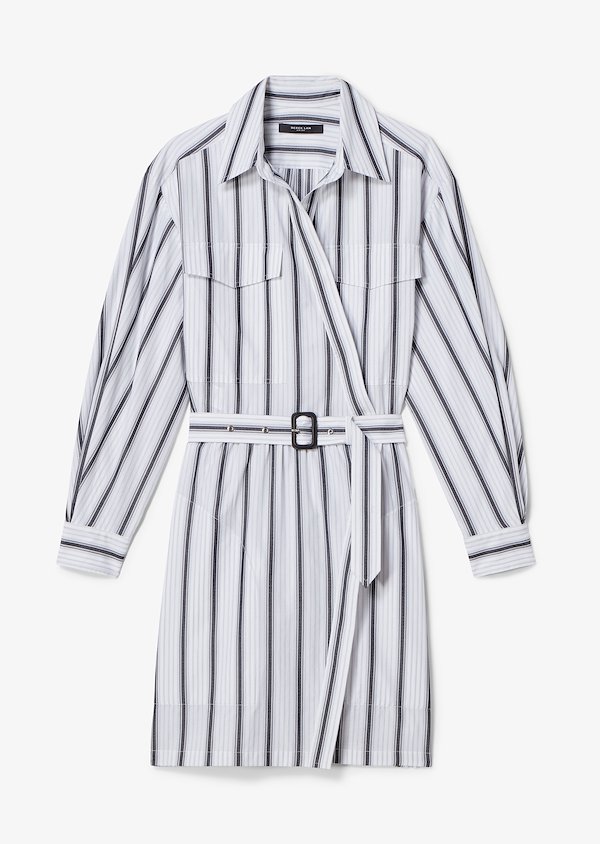 Long Sleeve Asymmetrical Bold Striped Placket Shirt Dress Long Sleeve Asymmetrical Bold Striped Placket Shirt Dress