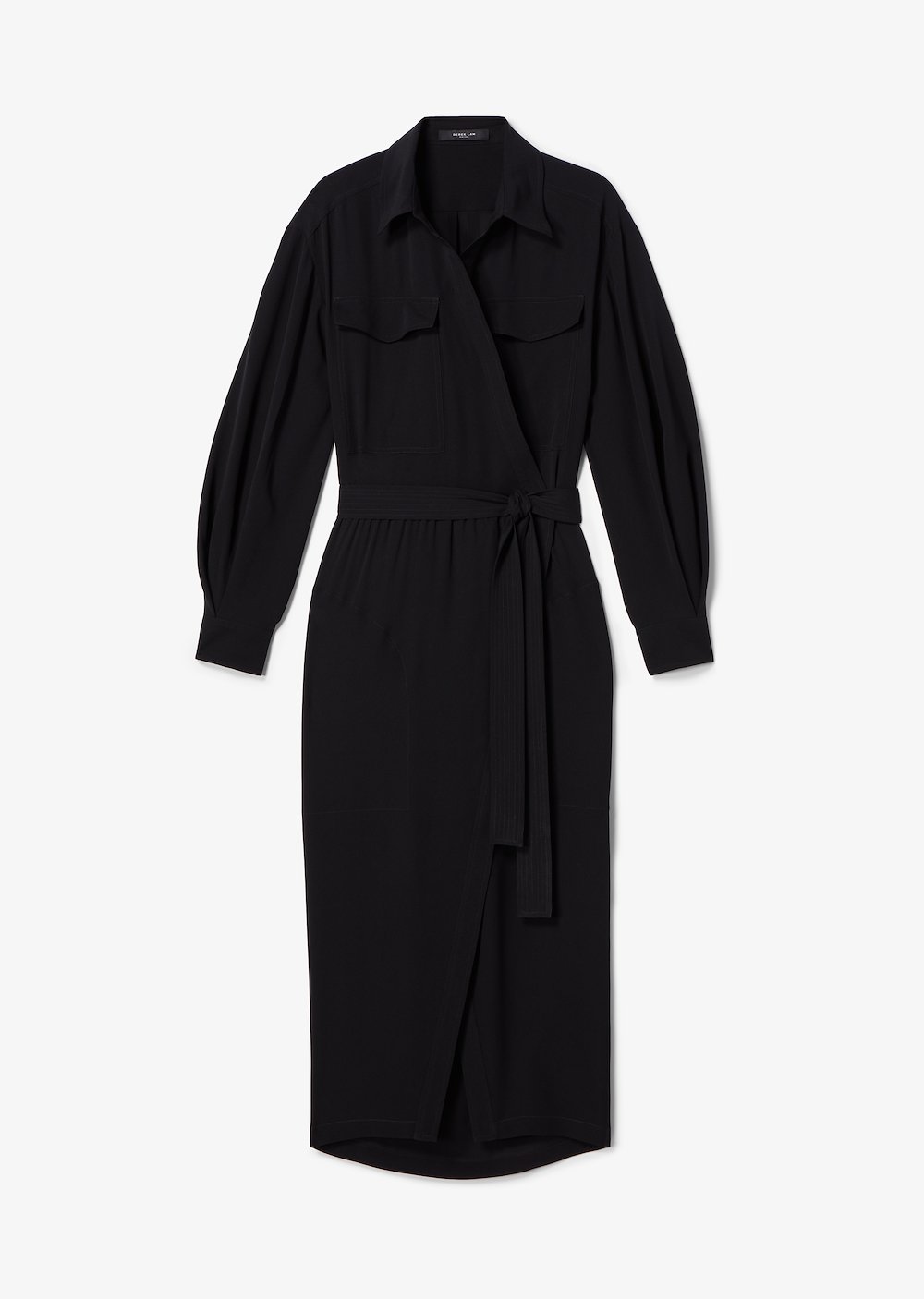 Long Sleeve Asymmetrical Georgette Placket Shirt Dress