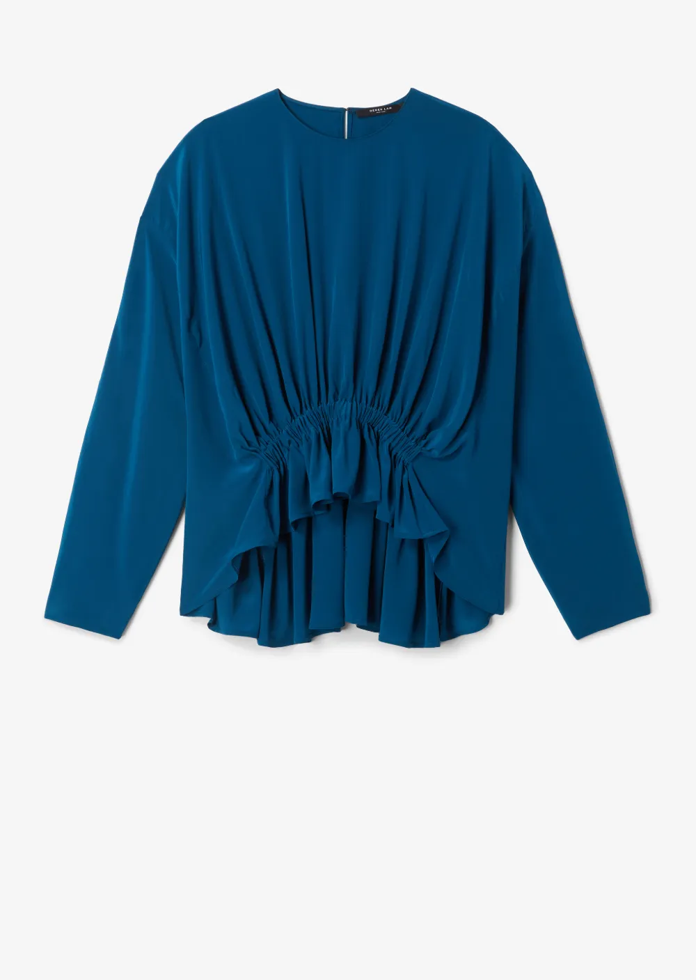 Long Sleeve Georgette Blouse with Gathered Waist Detail