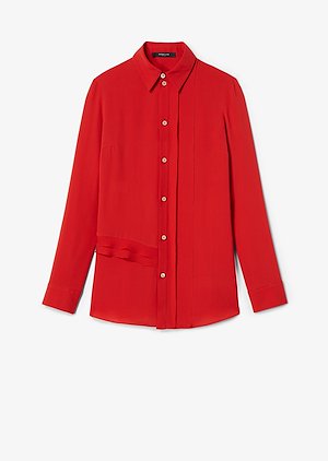 Long Sleeve Ruffle Edge Georgette Button-Down Blouse Long Sleeve Ruffle Edge Georgette Button-Down Blouse