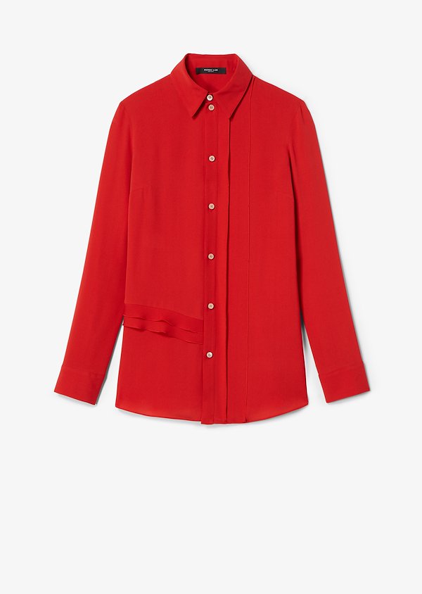 Long Sleeve Ruffle Edge Georgette Button-Down Blouse Long Sleeve Ruffle Edge Georgette Button-Down Blouse