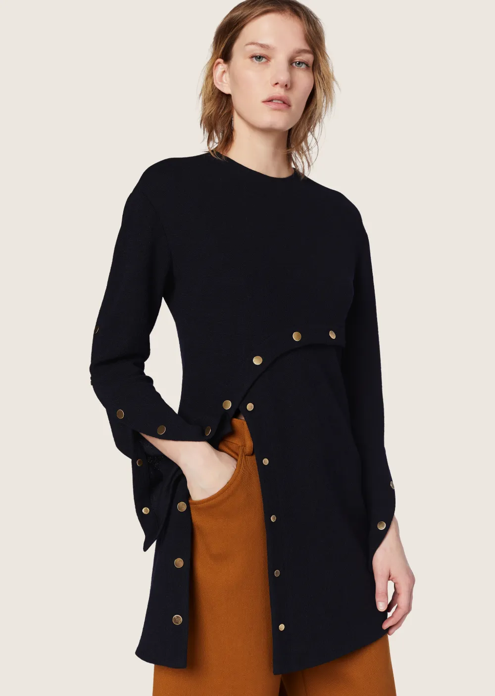 Long Sleeve Tunic with Snap Detail