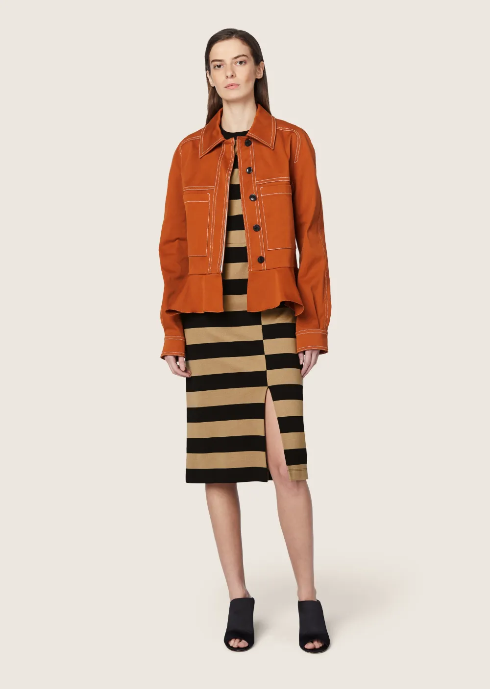Offset Stripe Jersey Dress