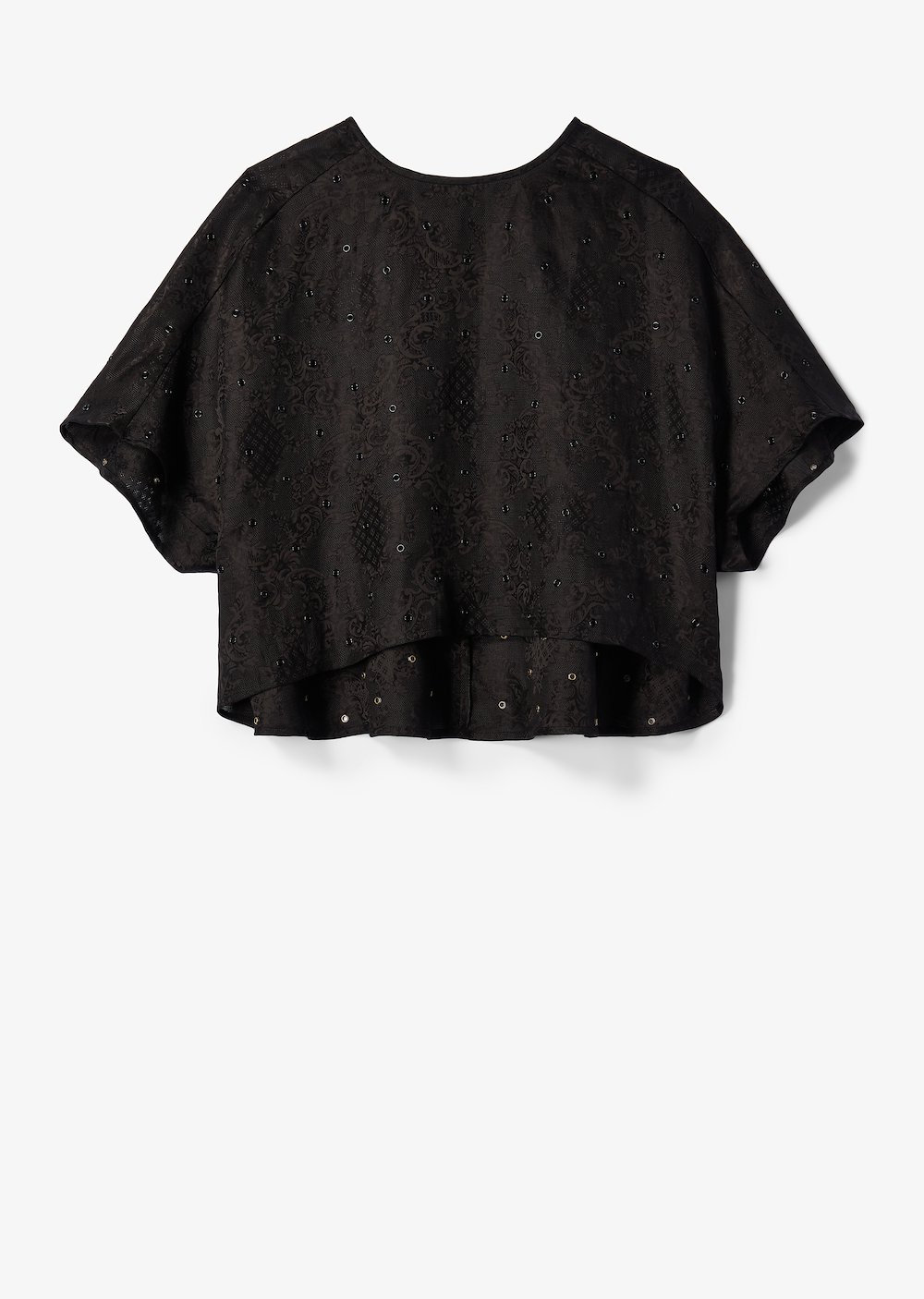 Short Sleeve Floral Gazar Eyelet Embroidered Top