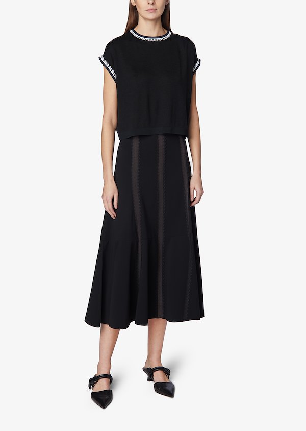 Sleeveless Crewneck Cashmere Shell with Printed Silk Back Sleeveless Crewneck Cashmere Shell with Printed Silk Back