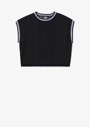 Sleeveless Crewneck Cashmere Shell with Printed Silk Back Sleeveless Crewneck Cashmere Shell with Printed Silk Back
