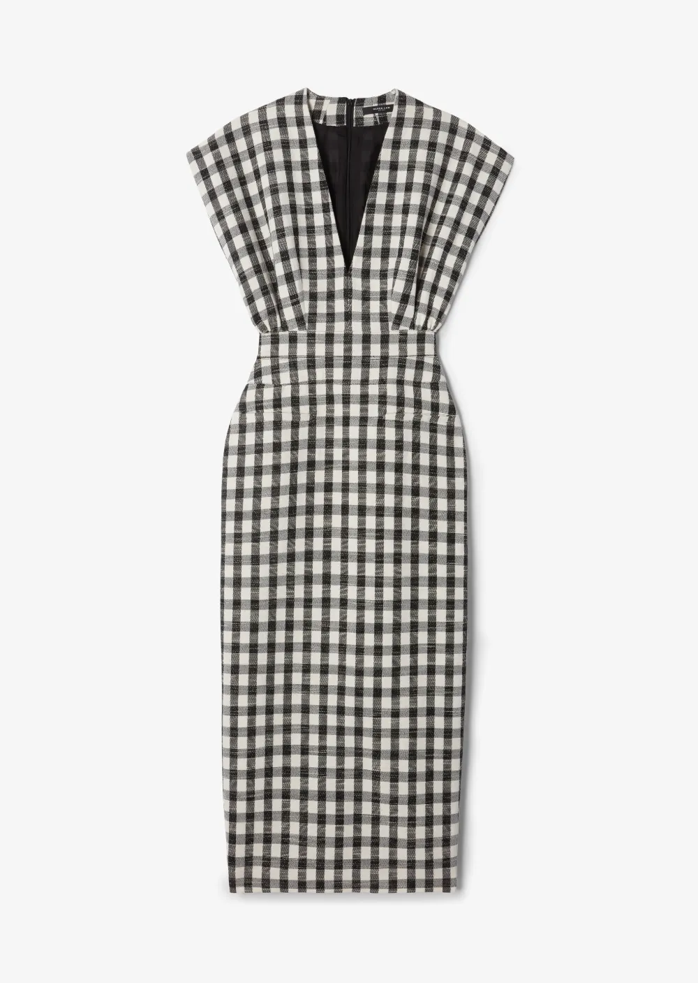 Sleeveless Plaid V-Neck Dress with Tapered Skirt