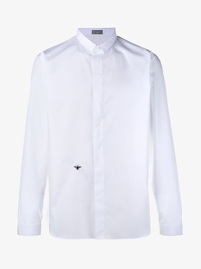 Dior Homme Embroidered Bee Logo Shirt Browns