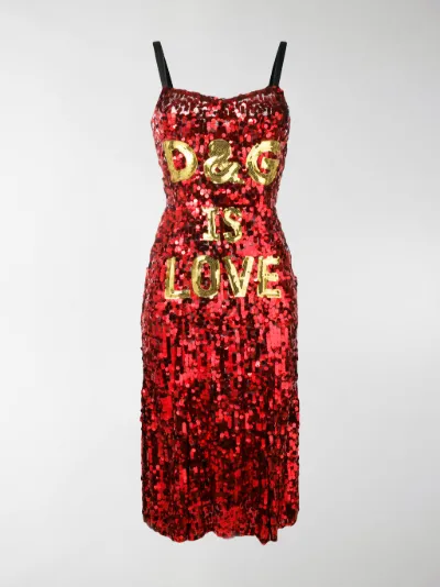 Dolce \u0026 Gabbana Abito D\u0026G is love con paillettes rosso | MODES